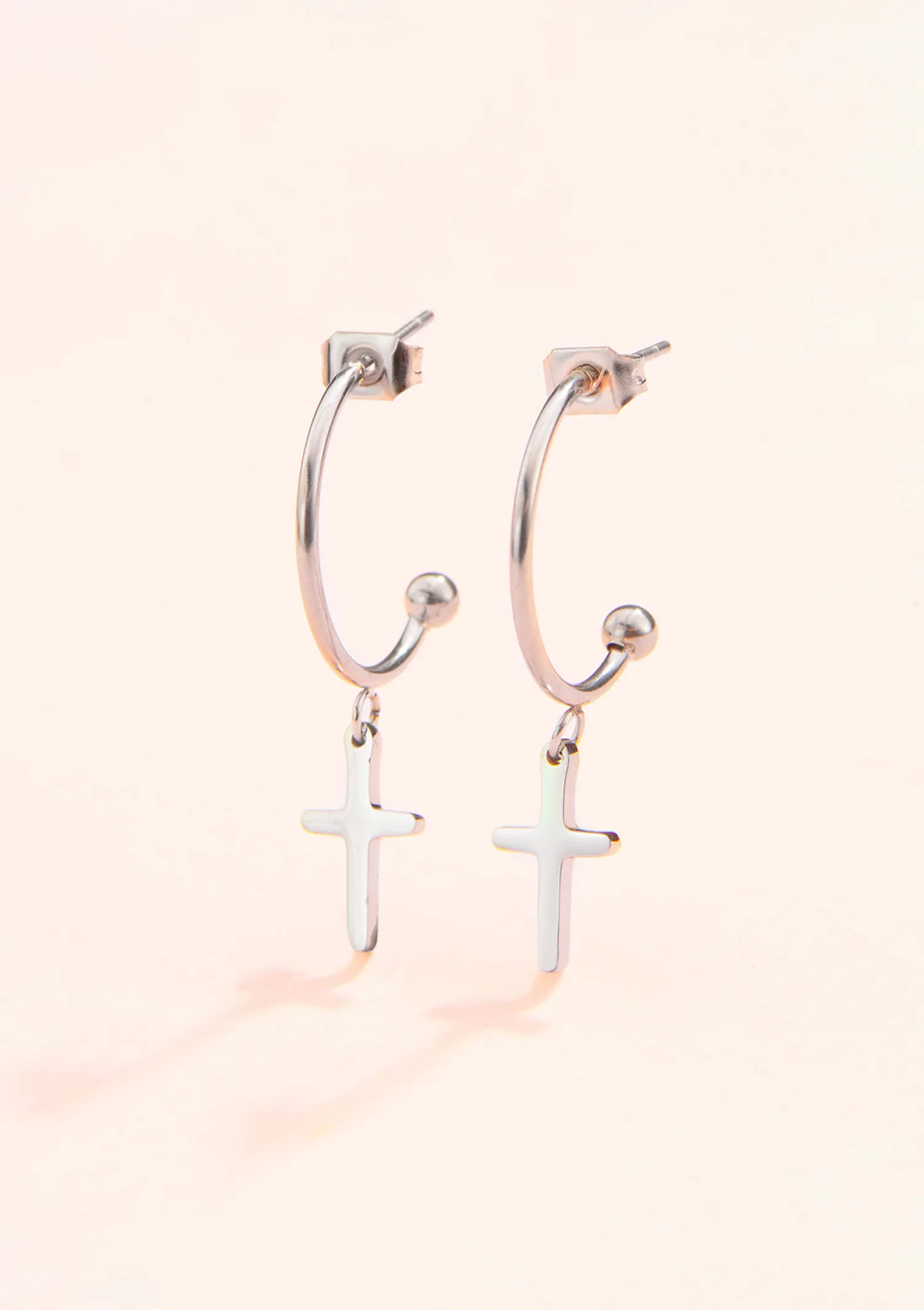Creolen | Hey Happiness Kreuz Creolen Silberfarbe Silver