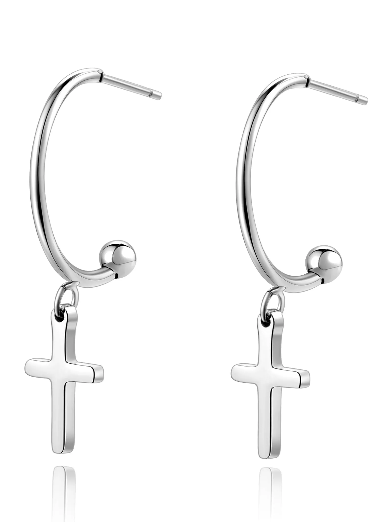 Creolen | Hey Happiness Kreuz Creolen Silberfarbe Silver