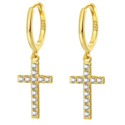Huggie Ohrringe | Hey Happiness Kreuz Huggies Creolen Sterlingsilber in Gold