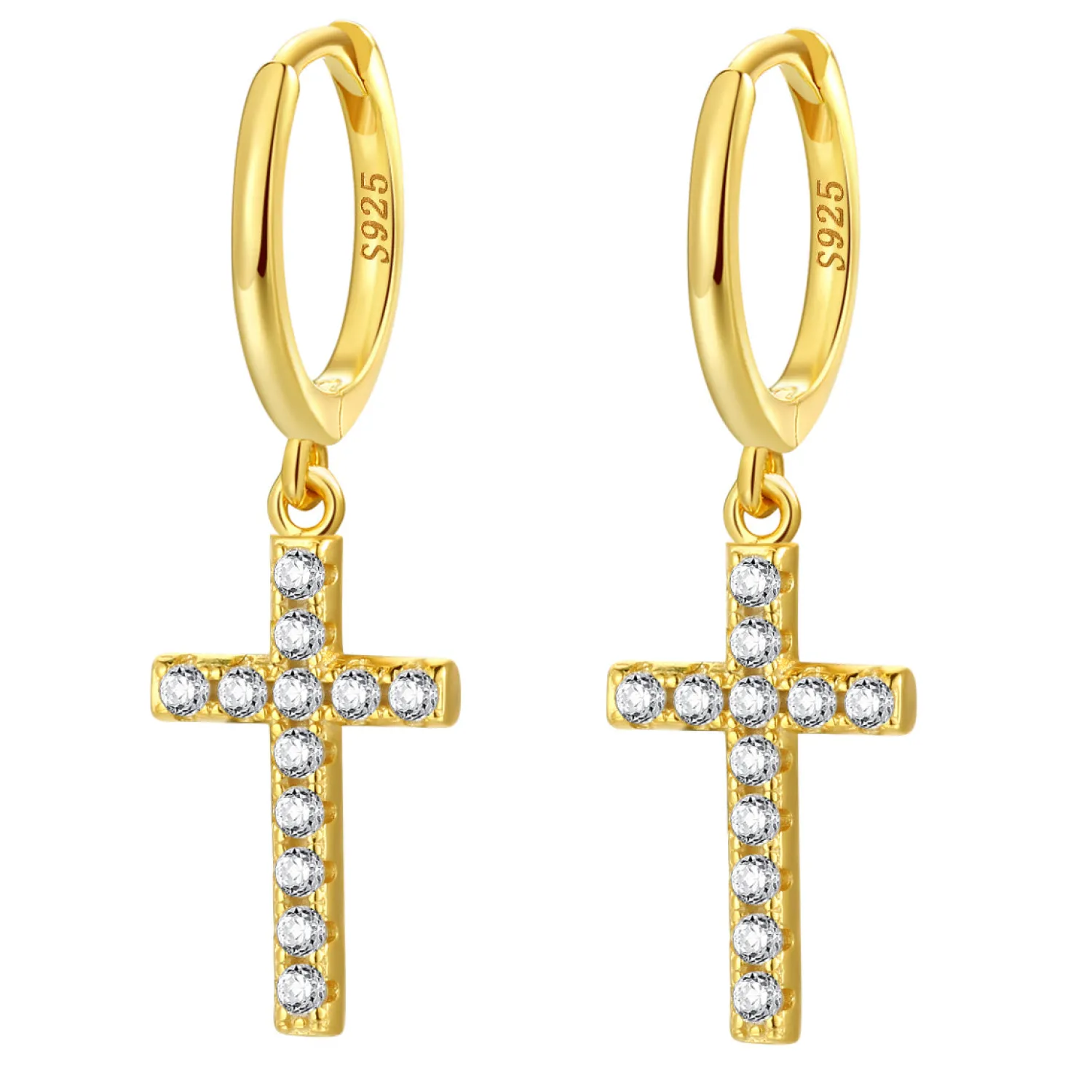 Huggie Ohrringe | Hey Happiness Kreuz Huggies Creolen Sterlingsilber in Gold