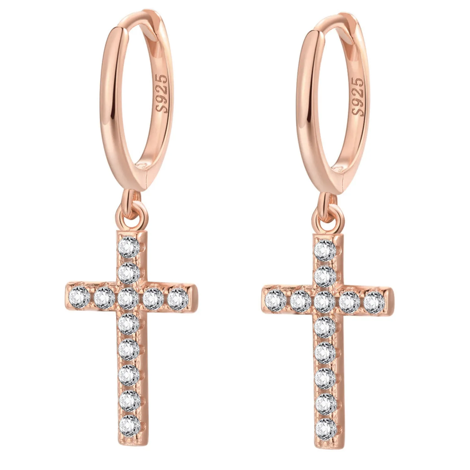 Huggie Ohrringe | Hey Happiness Kreuz Huggies Creolen Sterlingsilber in Gold