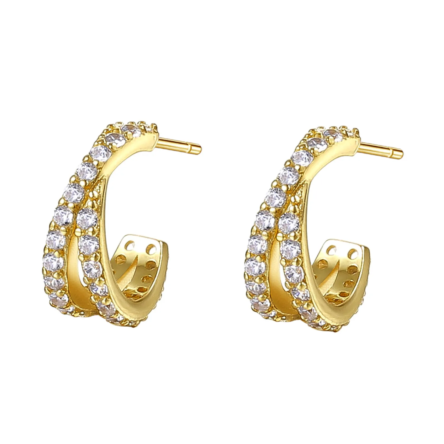 Creolen | Hey Happiness Kreuz und Quer Creolen mit Edelsteinen Sterlingsilber in Gold