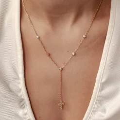 Lariat Necklaces | Filigrane Ketten | Hey Happiness Kreuz Y Lariat Kette aus Sterlingsilber