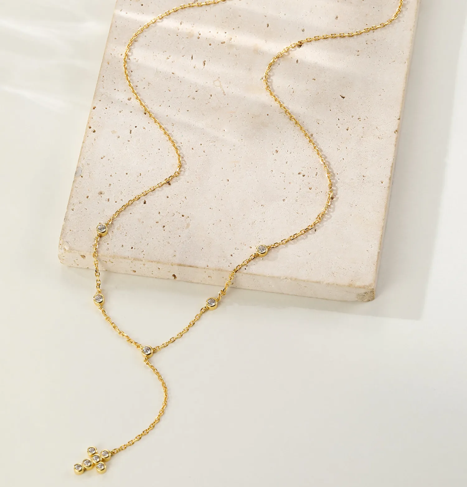 Lariat Necklaces | Filigrane Ketten | Hey Happiness Kreuz Y Lariat Kette aus Sterlingsilber