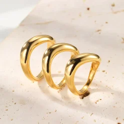 Auffällige Ringe | Hey Happiness Kurvenring aus Edelstahl Gold