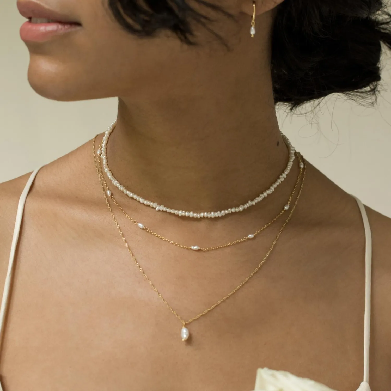 Necklace Sets | Choker Ketten | Hey Happiness Layering Ketten mit Perlen Veretes Sterlingsilber Set Gold