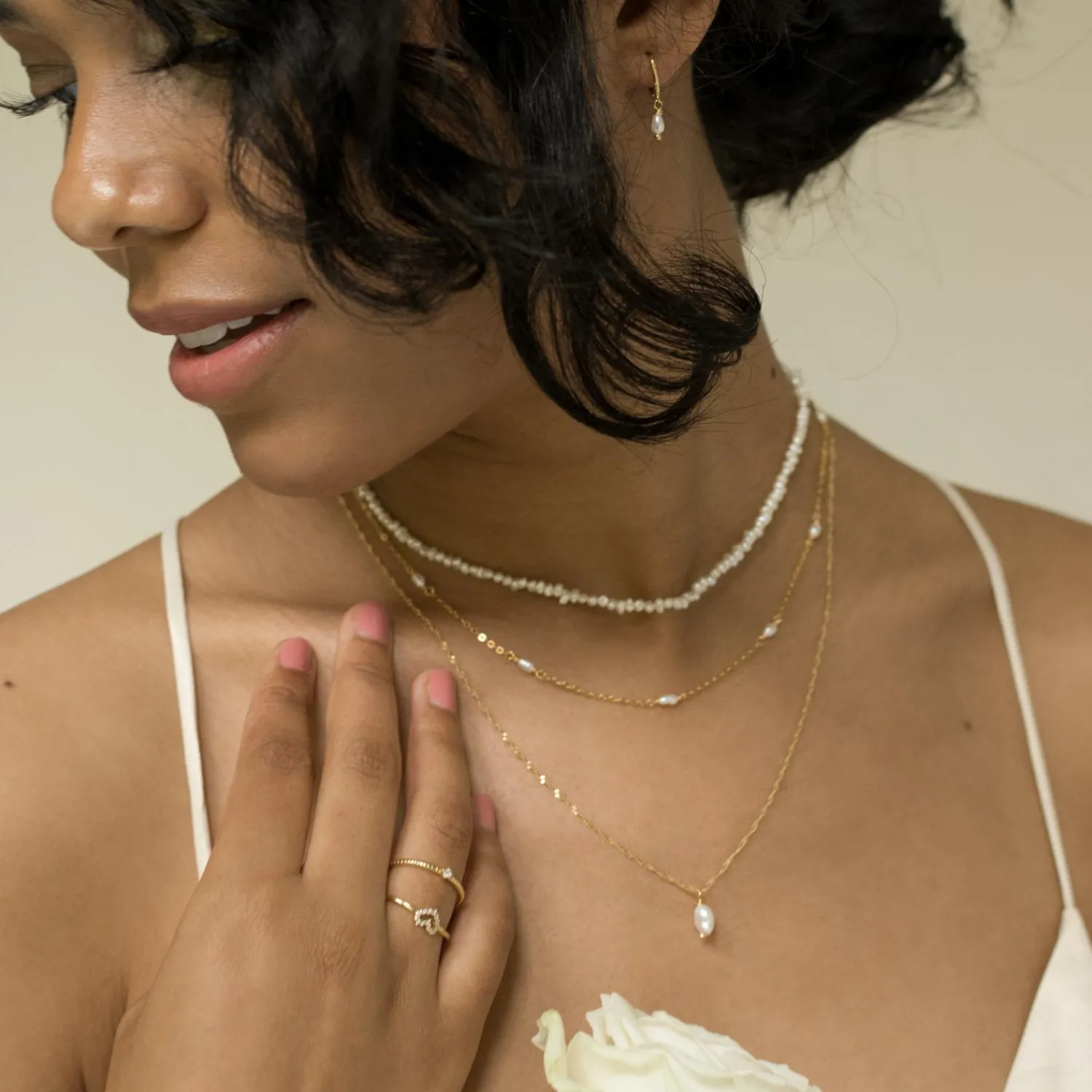 Necklace Sets | Choker Ketten | Hey Happiness Layering Ketten mit Perlen Veretes Sterlingsilber Set Gold