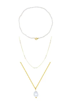 Necklace Sets | Choker Ketten | Hey Happiness Layering Ketten mit Perlen Veretes Sterlingsilber Set Gold