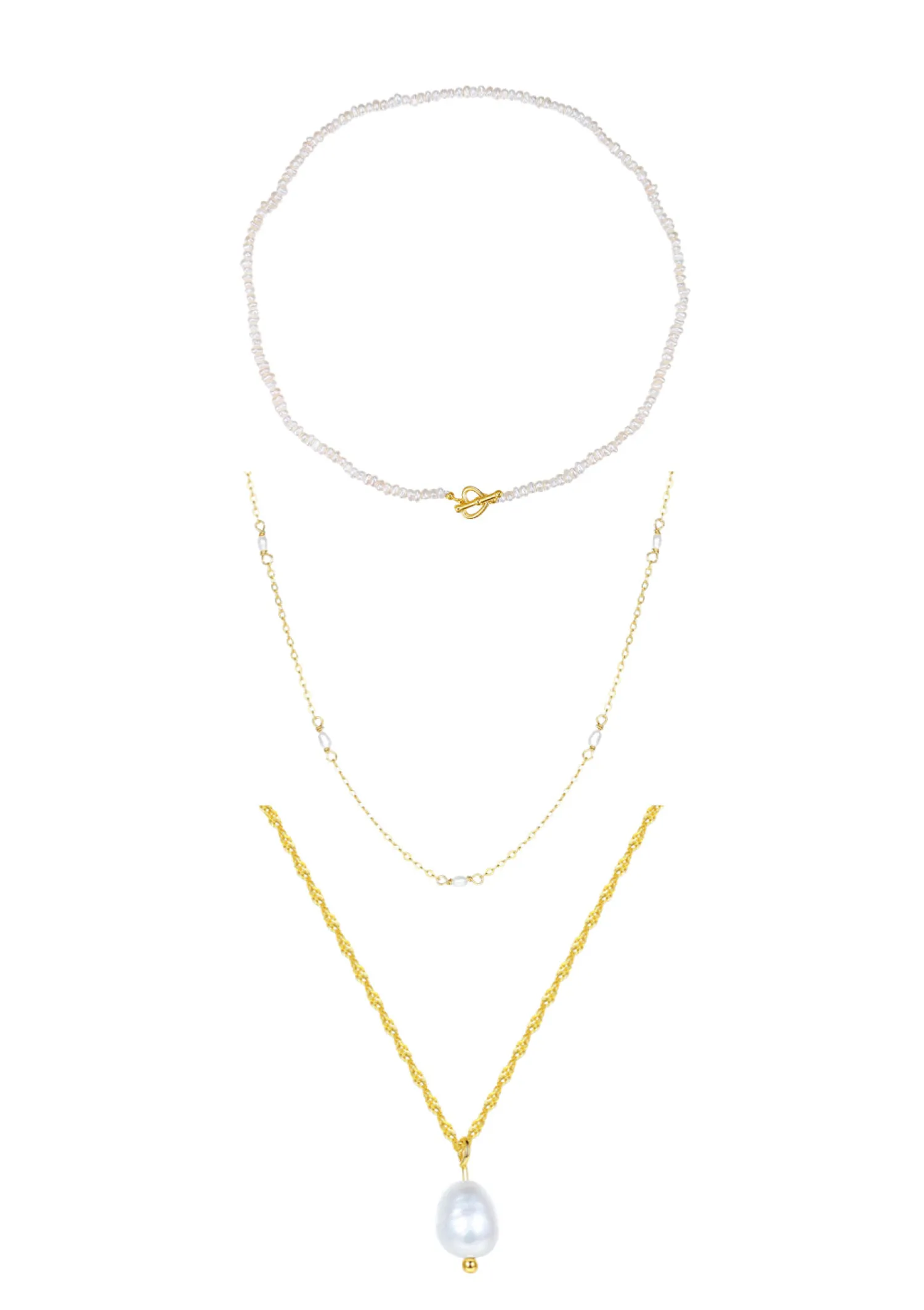 Necklace Sets | Choker Ketten | Hey Happiness Layering Ketten mit Perlen Veretes Sterlingsilber Set Gold