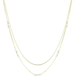 Necklace Sets | Hey Happiness 2 Layering Ketten Set Perlen Goldplattiertes Sterlingsilber