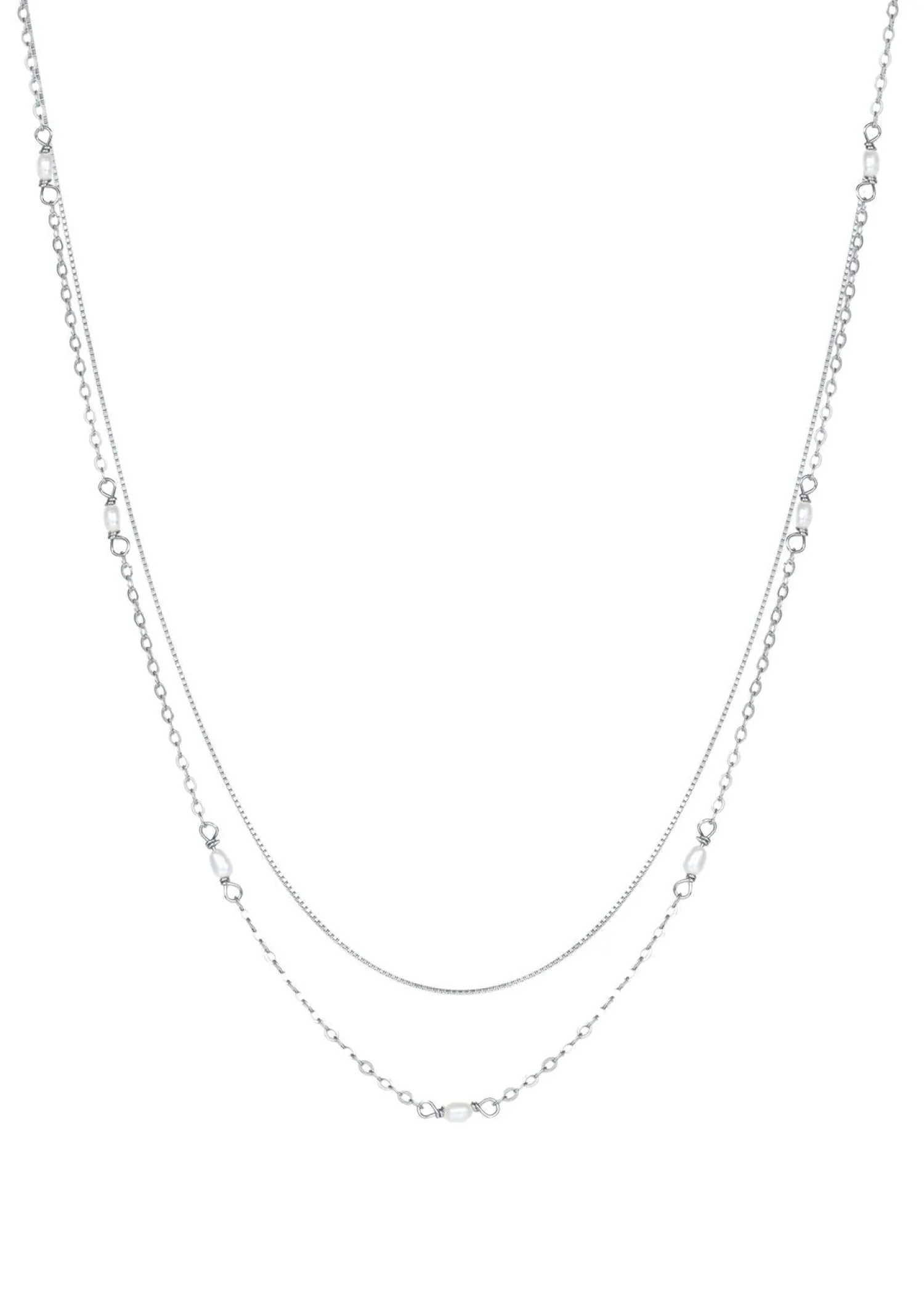 Necklace Sets | Hey Happiness 2 Layering Ketten Set Perlen Goldplattiertes Sterlingsilber