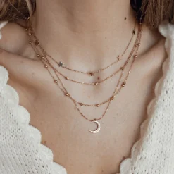 Necklace Sets | Hey Happiness Layering Ketten Sterne und Mond in Rosegold Rose Gold