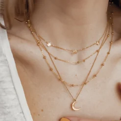 Necklace Sets | Hey Happiness Layering Ketten Sterne und Mond in Gold
