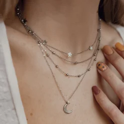 Necklace Sets | Hey Happiness Layering Ketten Sterne und Mond in Silver