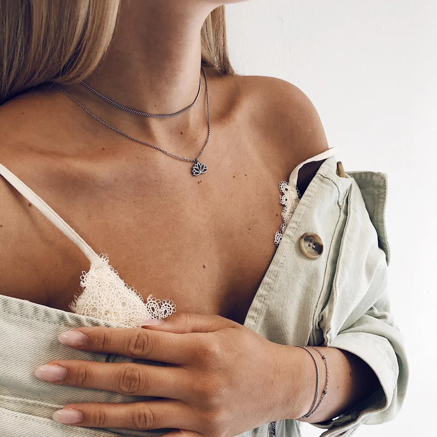 Filigrane Ketten | Hey Happiness Lotus Kette Silberfarbe Silver