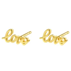 Ohrstecker | Hey Happiness Love Script Ohrstecker aus Sterlingsilber in Gold