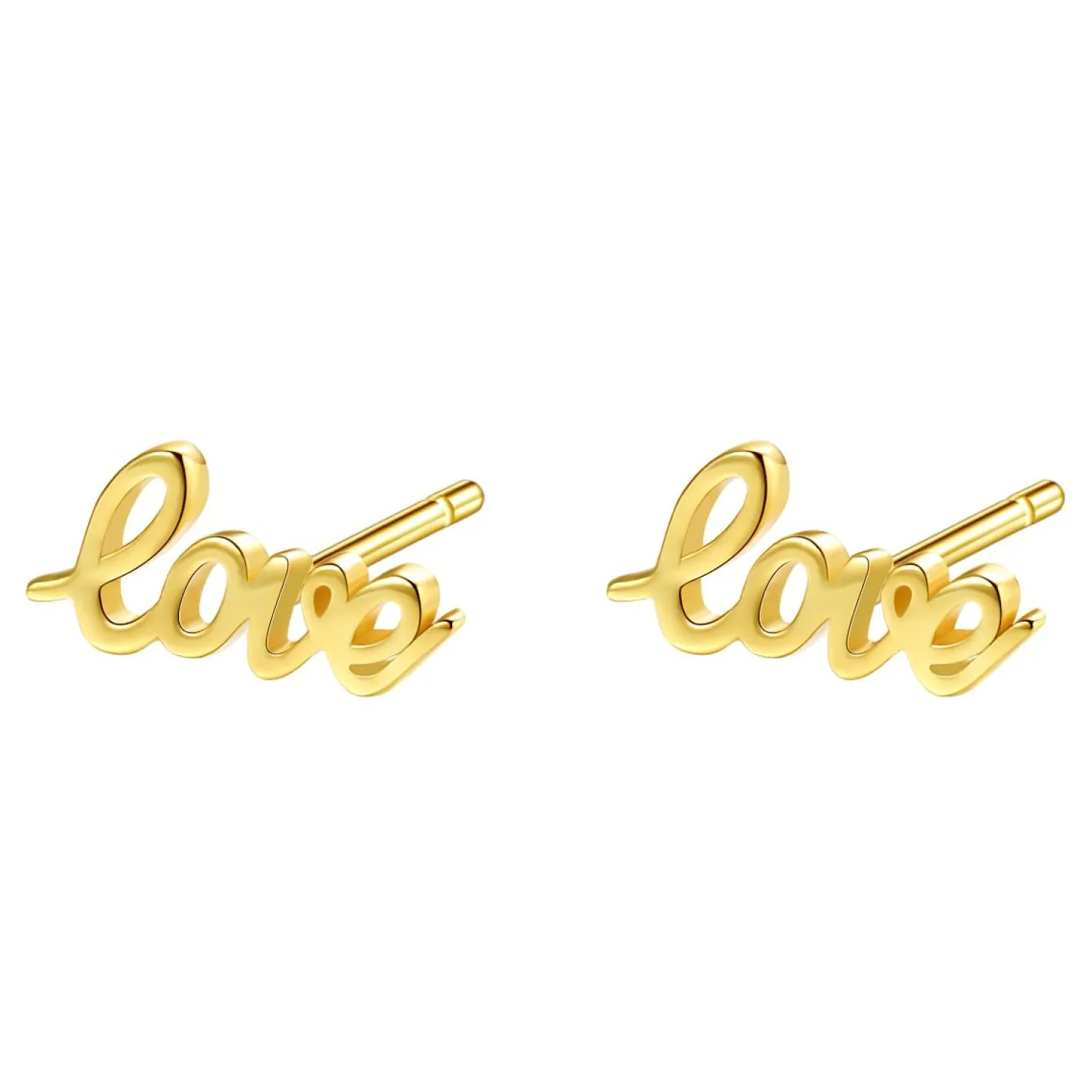 Ohrstecker | Hey Happiness Love Script Ohrstecker aus Sterlingsilber in Gold