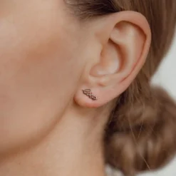 Ohrstecker | Hey Happiness Love Script Ohrstecker aus Sterlingsilber in Gold Silver
