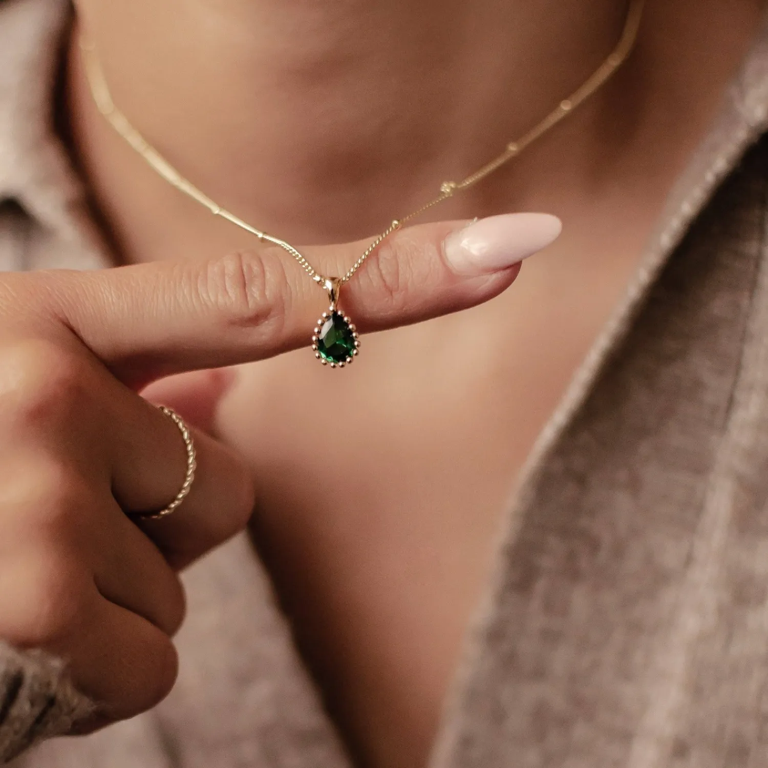 Filigrane Ketten | Hey Happiness Mai Smaragd Geburtsstein Halskette Sterlingsilber