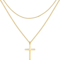 Filigrane Ketten | Hey Happiness Mehrreihige Kette Kreuz in farbe Gold