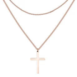 Filigrane Ketten | Hey Happiness Mehrreihige Kette Kreuz in Rosegold Rose Gold