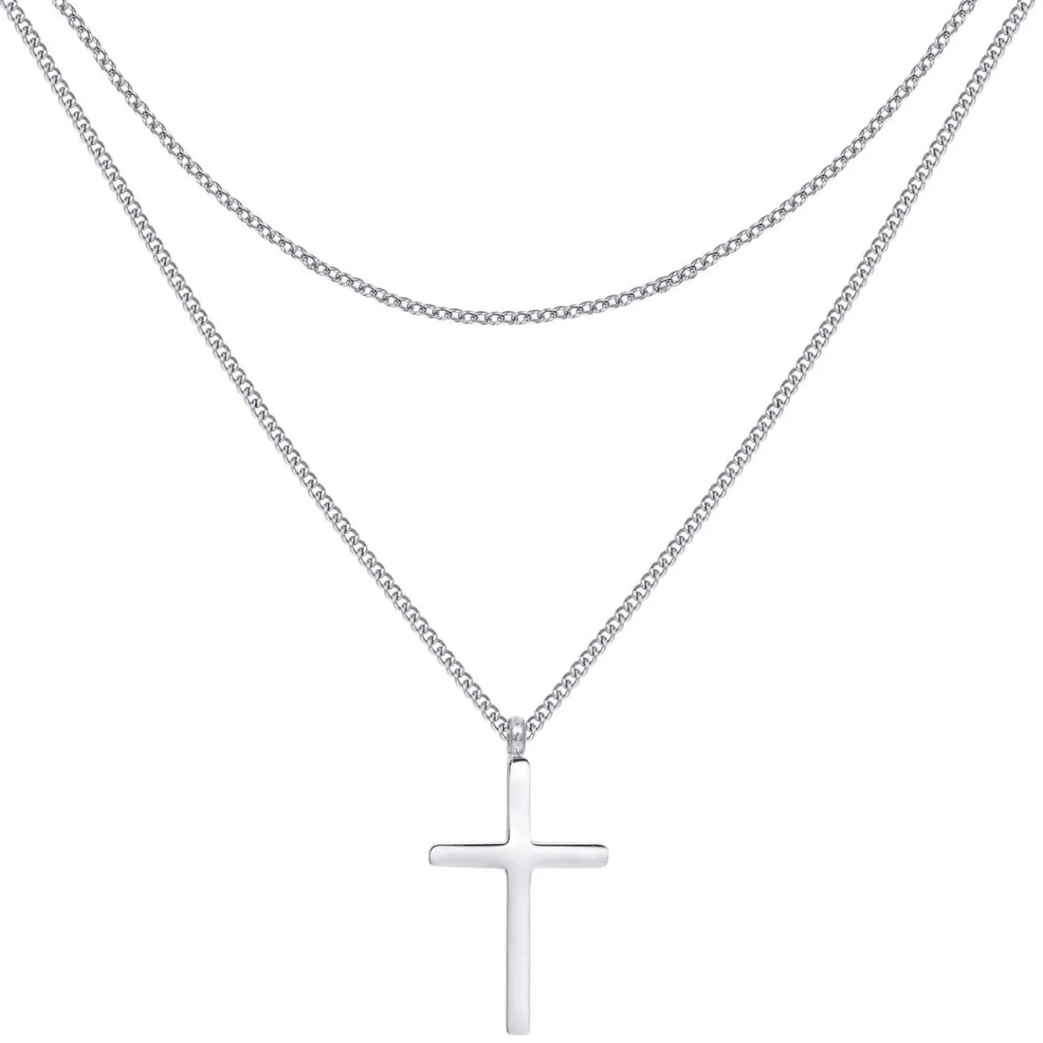Filigrane Ketten | Hey Happiness Mehrreihige Kette Kreuz in Silberfarbe Silver