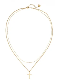 Filigrane Ketten | Hey Happiness Mehrreihige Kette Kreuz in farbe Gold