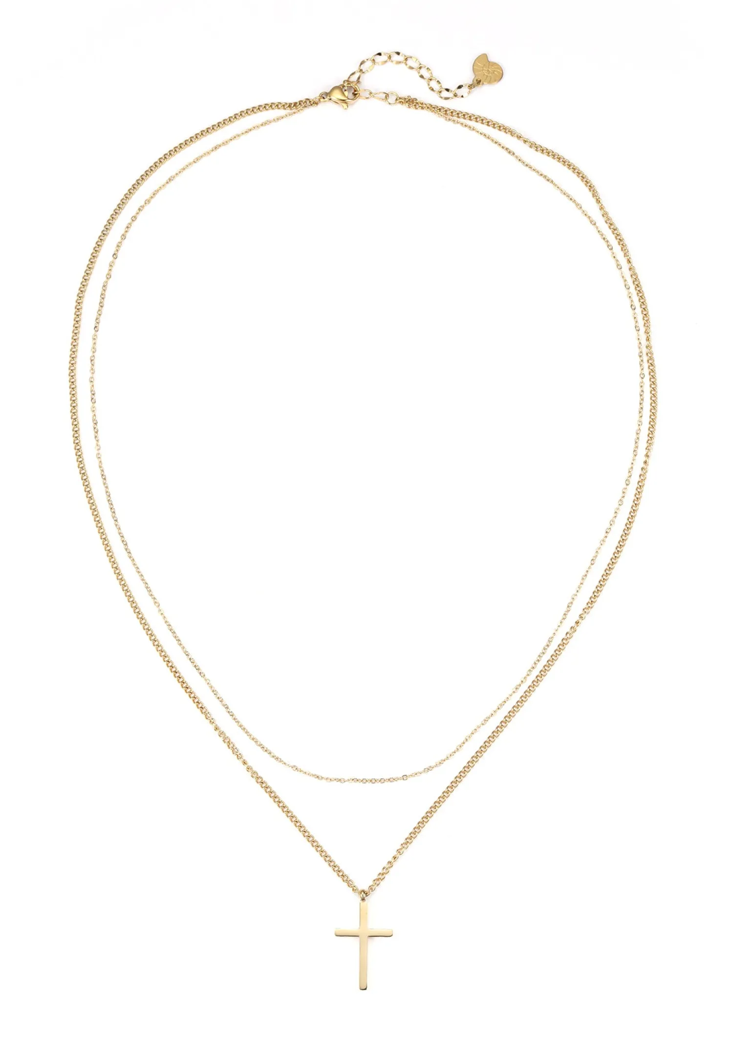 Filigrane Ketten | Hey Happiness Mehrreihige Kette Kreuz in farbe Gold