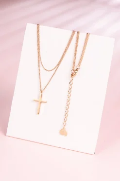 Filigrane Ketten | Hey Happiness Mehrreihige Kette Kreuz in Rosegold Rose Gold
