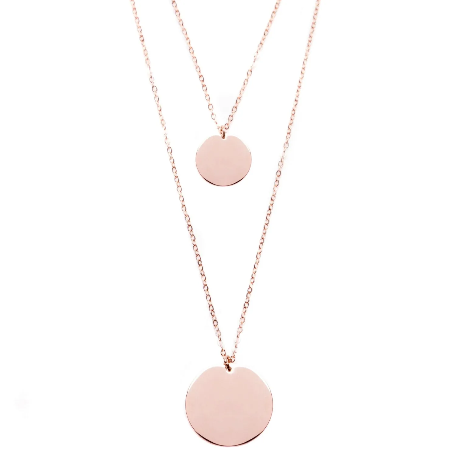 Filigrane Ketten | Hey Happiness Mehrreihige Kette mit Kreis Anhängern in Rosegold Rose Gold