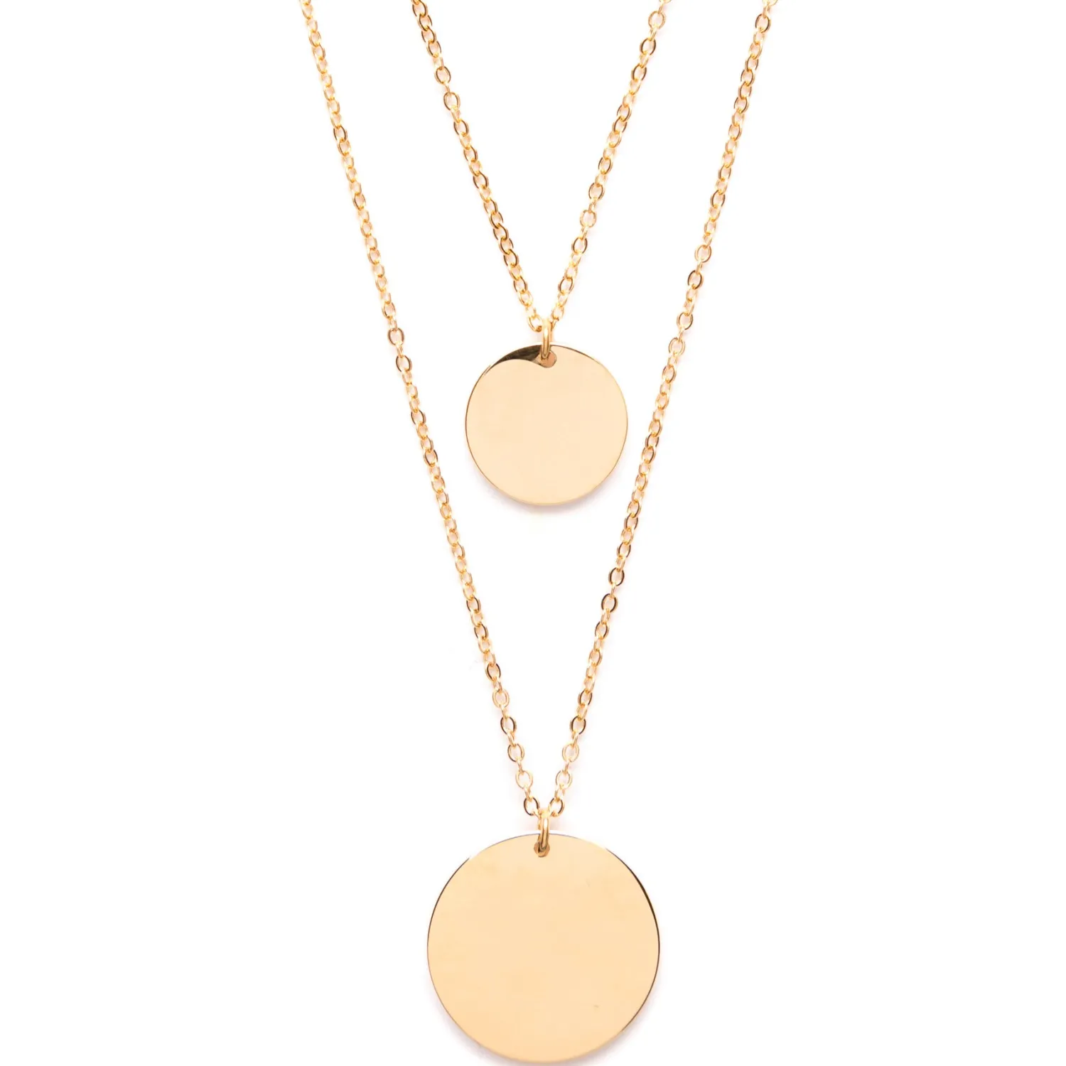 Filigrane Ketten | Hey Happiness Mehrreihige Kette mit Kreis Anhängern in farbe Gold