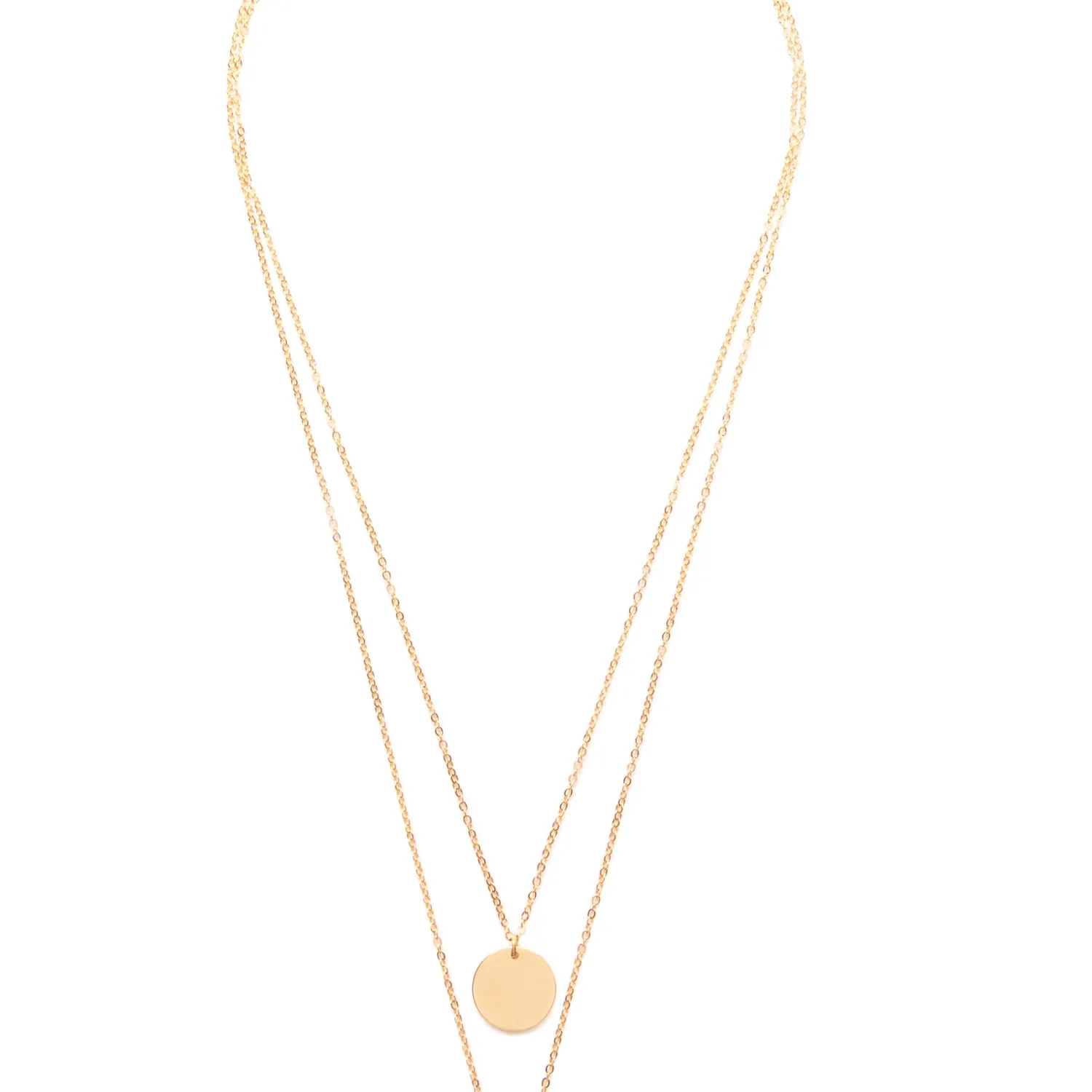 Filigrane Ketten | Hey Happiness Mehrreihige Kette mit Kreis Anhängern in farbe Gold