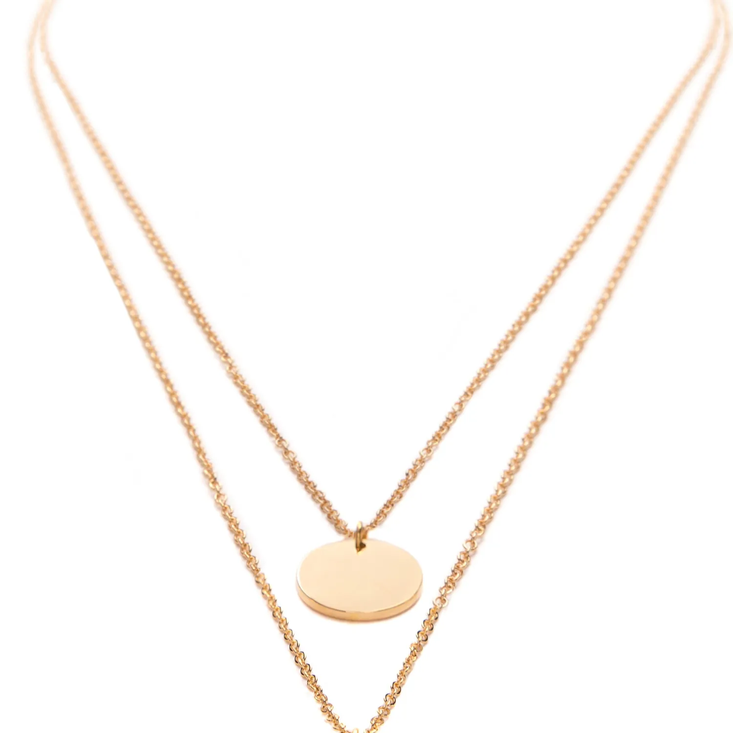 Filigrane Ketten | Hey Happiness Mehrreihige Kette mit Kreis Anhängern in farbe Gold
