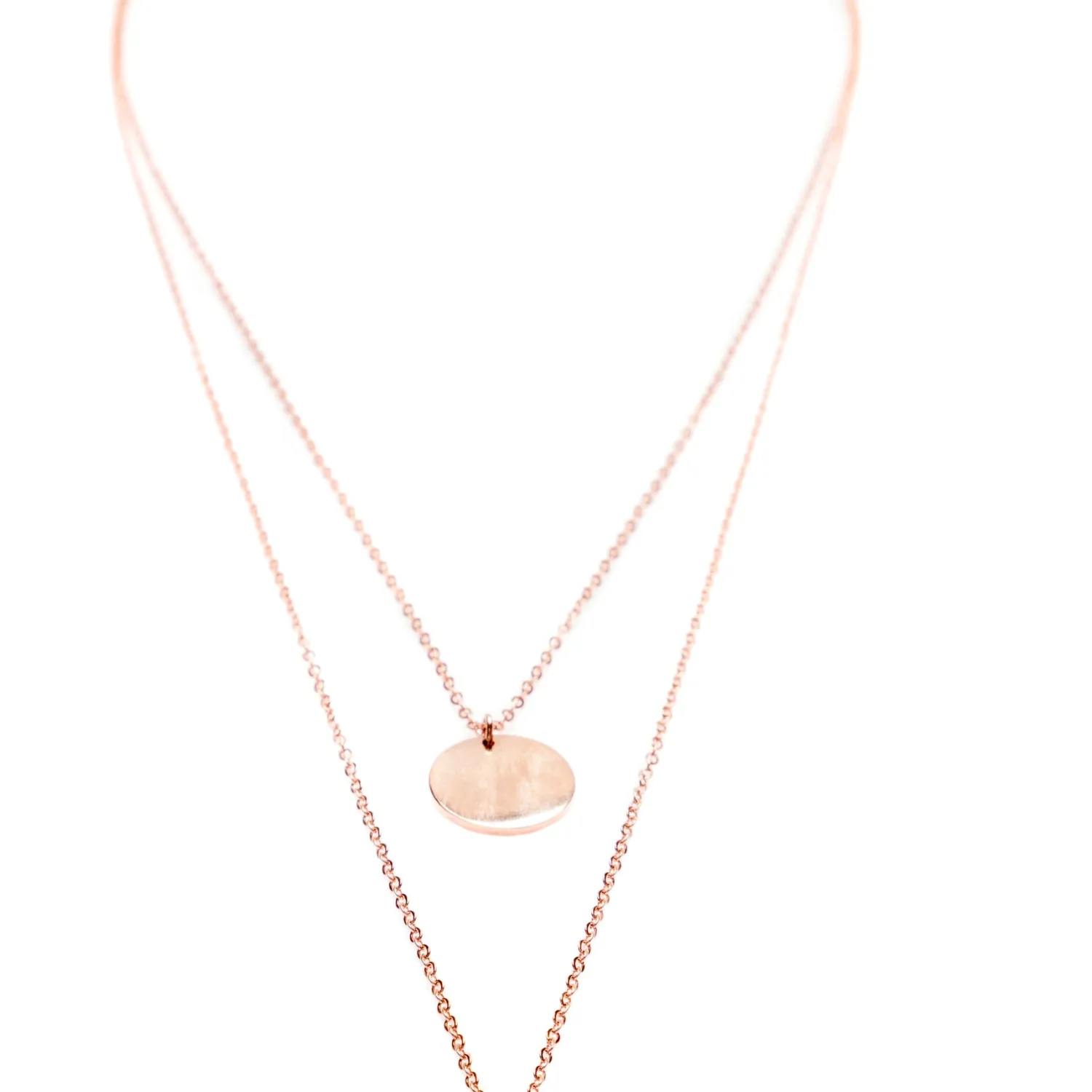 Filigrane Ketten | Hey Happiness Mehrreihige Kette mit Kreis Anhängern in Rosegold Rose Gold