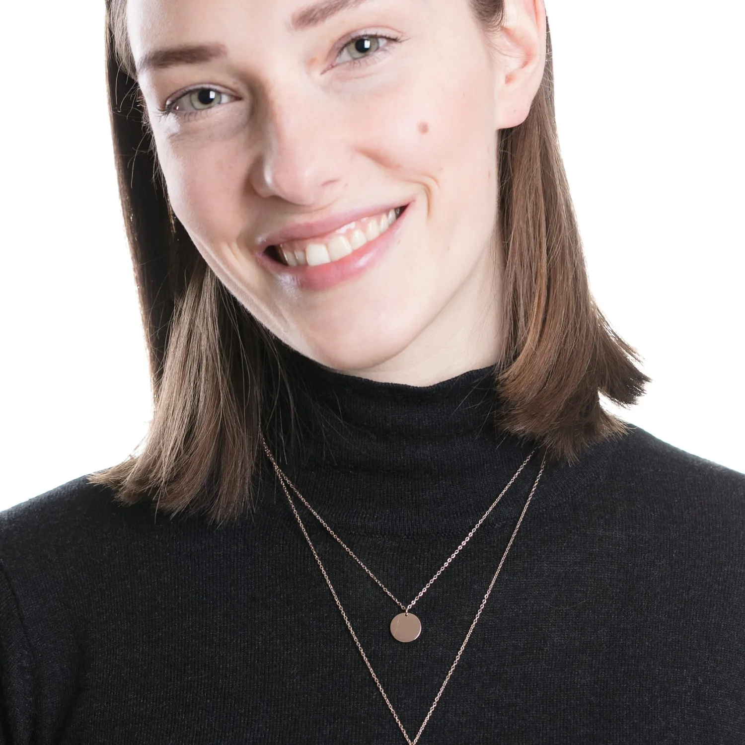 Filigrane Ketten | Hey Happiness Mehrreihige Kette mit Kreis Anhängern in Rosegold Rose Gold