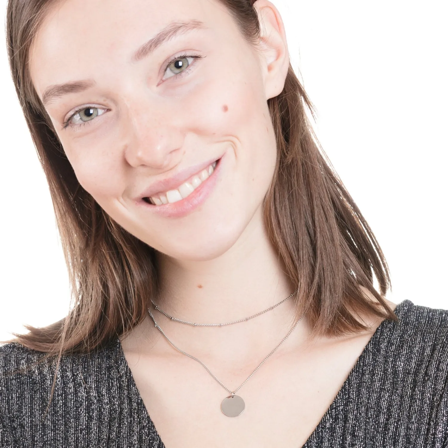 Choker Ketten | Filigrane Ketten | Hey Happiness Mehrreihige Kreis Kette in Silberfarbe Silver