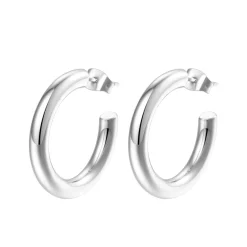 Creolen | Hey Happiness Mittelgroße Runde Creolen Ohrringe in Silberfarbe Silver