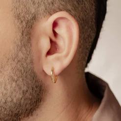 Creolen | Hey Happiness Mittelgroße Schlichte Creolen Sterlingsilber in Gold
