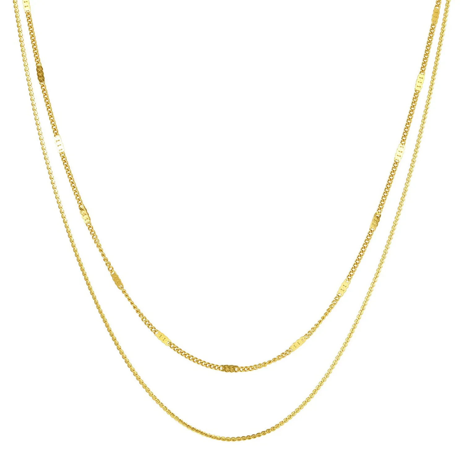 Filigrane Ketten | Hey Happiness Mix von Kabelkette und Kugelkette in Gold