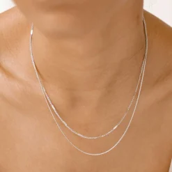 Filigrane Ketten | Hey Happiness Mix von Kabelkette und Kugelkette in Silber Silver