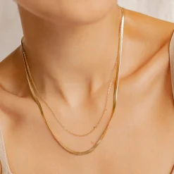Filigrane Ketten | Hey Happiness Mix von Schlangenkette und Kabelkette in Gold