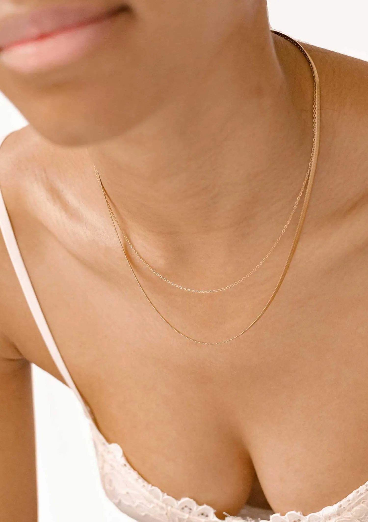Filigrane Ketten | Hey Happiness Mix von Schlangenkette und Kabelkette in Gold