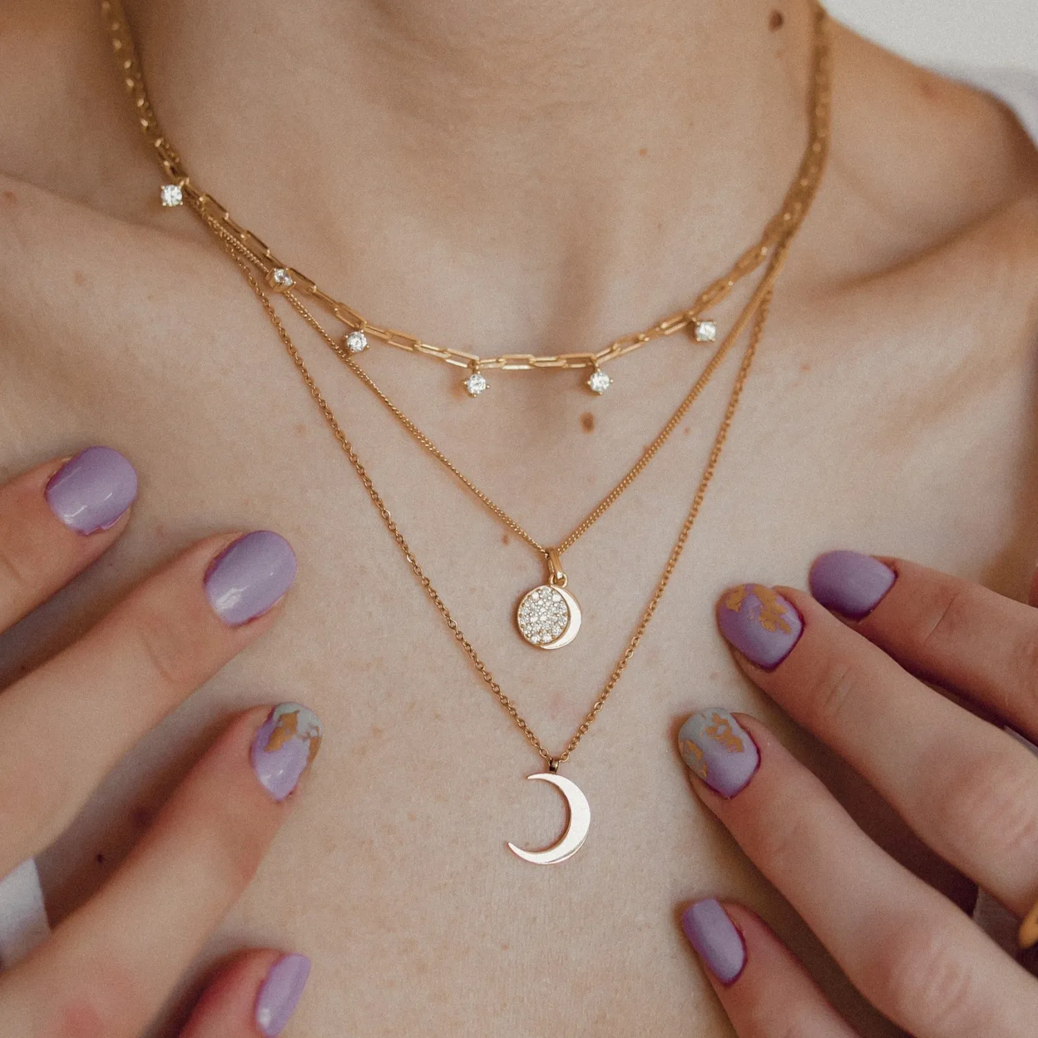 Anhänger | Hey Happiness Mond Anhänger Sterlingsilber in Gold