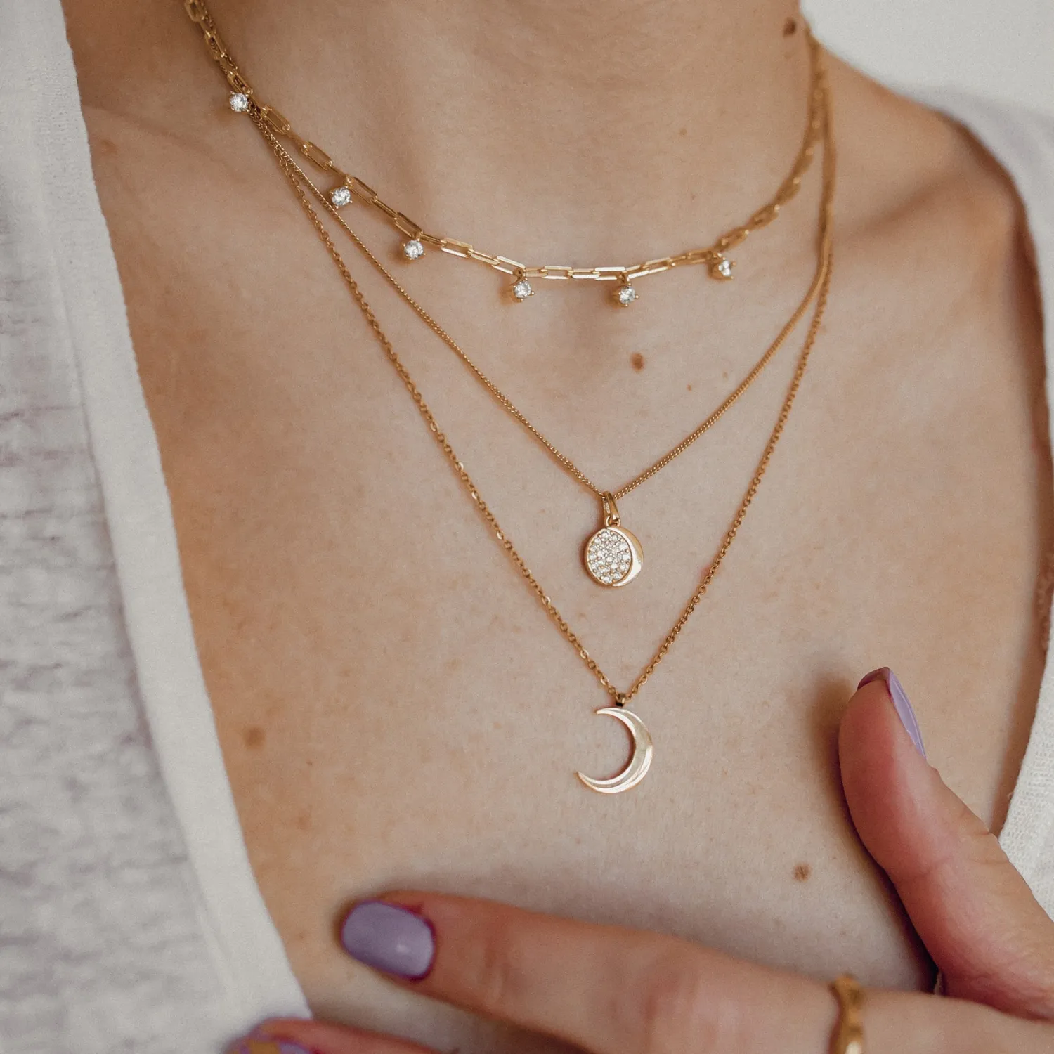 Anhänger | Hey Happiness Mond Anhänger Sterlingsilber in Gold