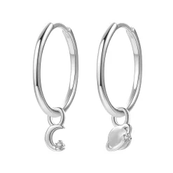 Creolen | Hey Happiness Mond und Planet Charm Creolen aus Sterlingsilber Silver