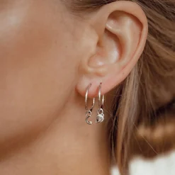 Creolen | Hey Happiness Mond und Planet Charm Creolen aus Sterlingsilber Silver