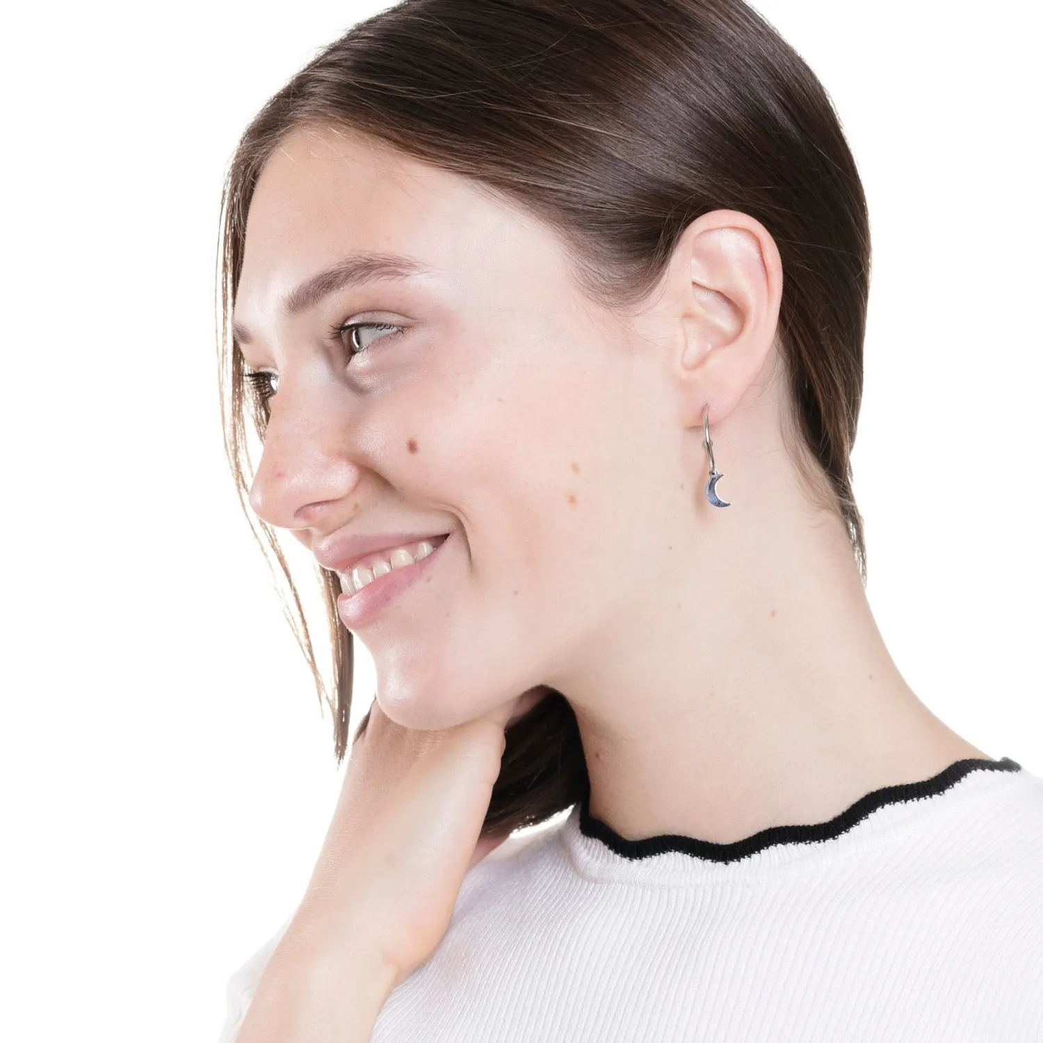 Creolen | Hey Happiness Mond und Stern Creolen in Silber Silver