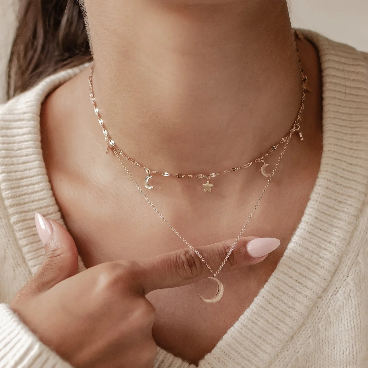 Necklace Sets | Hey Happiness Mond und Stern Schmuck Ketten-Set Wasserfest