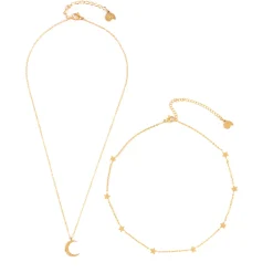 Necklace Sets | Hey Happiness Mond und Stern Schmuckset Ketten in farbe Gold