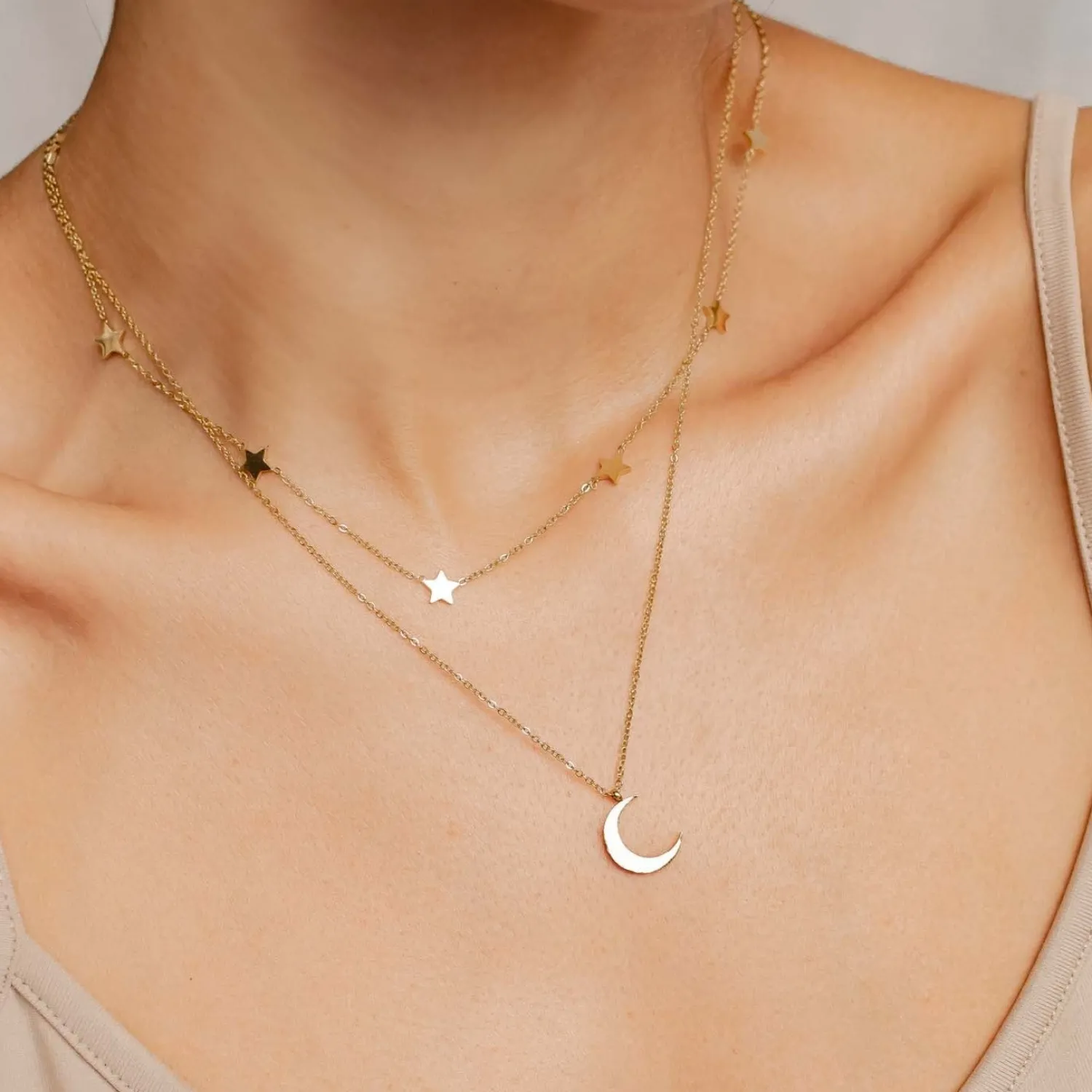 Necklace Sets | Hey Happiness Mond und Stern Schmuckset Ketten in farbe Gold